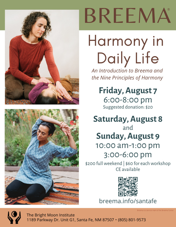 SANTA FE, NM BREEMA WEEKEND WORKSHOP: August 7-9, 2026